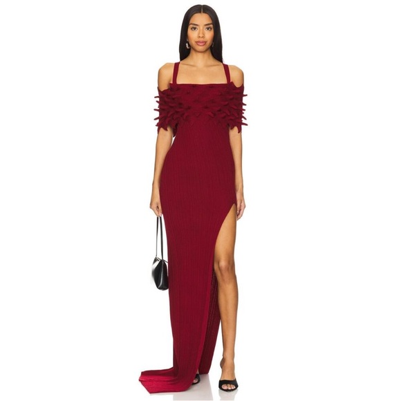 NEW NWT CHET LO Maxi Off Shoulder Gown in Red - Picture 1 of 4